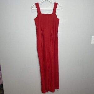 SEA New York Red 100% Wool Jumpsuit Wide Leg Size 0